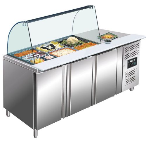 Saladette 3 Türen - Glasaufsatz - GN 3100 TNS - Saro 323-10715