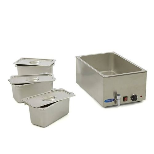 Gastro Bain Marie - mit Wasserhahn - inkl. 3 x 1/3 GN Set - Elektrisch | Maxima |09300011